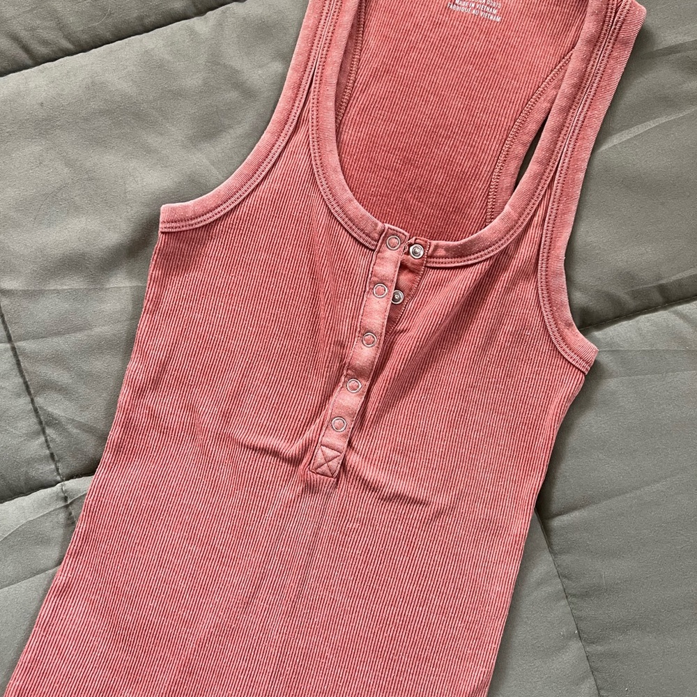 Aerie ribbed Henley tank top